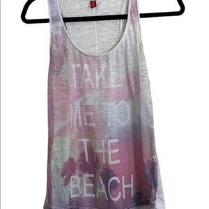 edc Esprit de Corp Tank Top Womens M Pastel Pink Take Me to the Beach